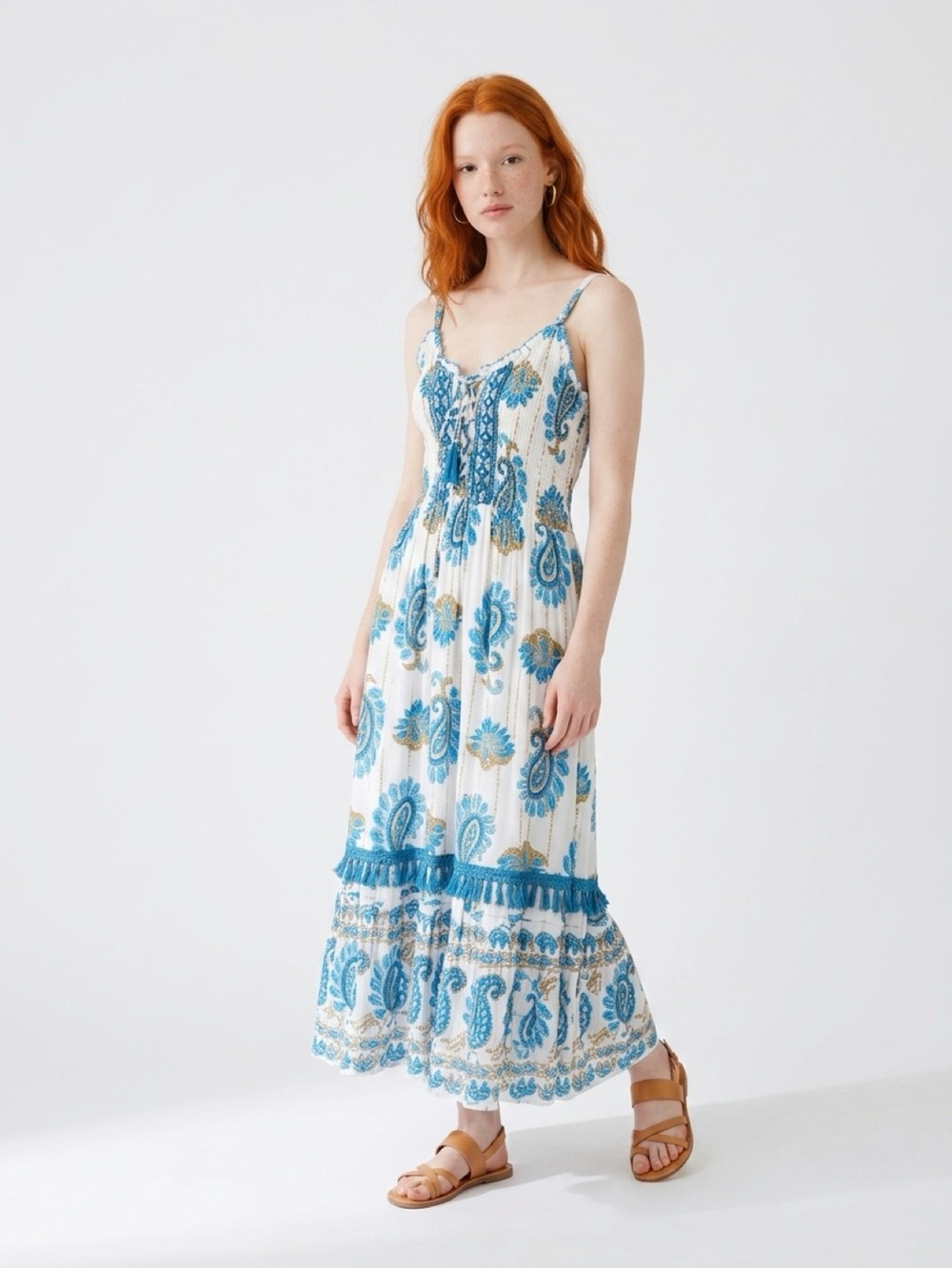 Me 2 Magic Blue and White Floral Maxi Dress